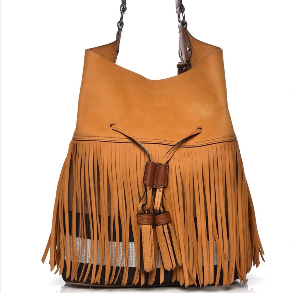 Burberry Suede Large Bucket Bag w/Pouch